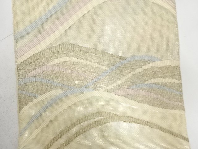  紗　山並模様織り出し　袋帯